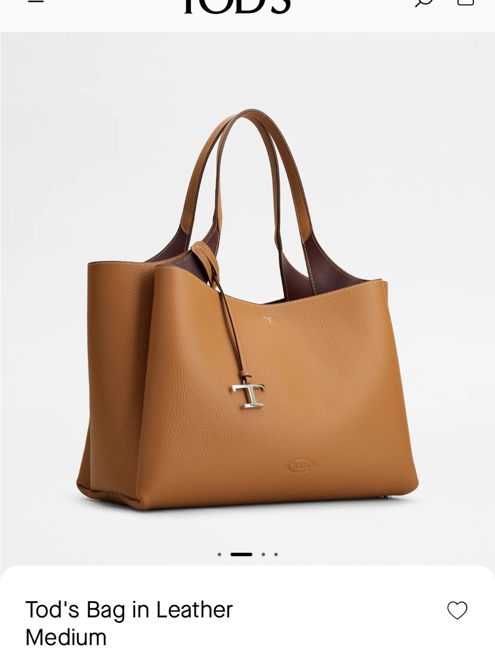 Tod's Medium Leather Tote in Tan with Dark Brown Interior